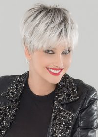 SWING by Ellen Wille in Silver Blonde Rooted | An edgy, short style that can be worn with volume or sleek and chic