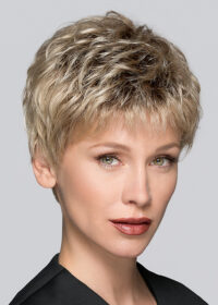 TAB by Ellen Wille in SANDY BLONDE ROOTED | Medium Honey Blonde, Light Ash Blonde, and Lightest Reddish Brown Blend with Dark Rootsold short layers