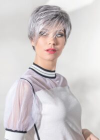 The First wig by Ellen Wille Hair Society Collection is a short, asymmetrical cut
