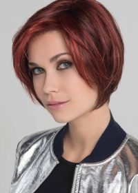 Talia Mono | A chin-length, angled bob with a side bang and tapered neckline