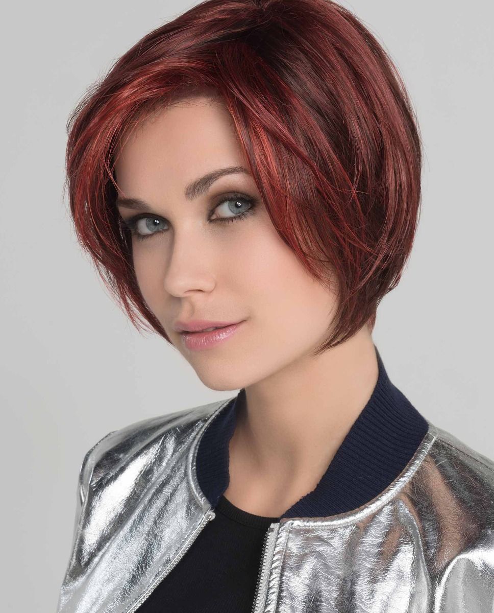 Talia Mono | A chin-length, angled bob with a side bang and tapered neckline