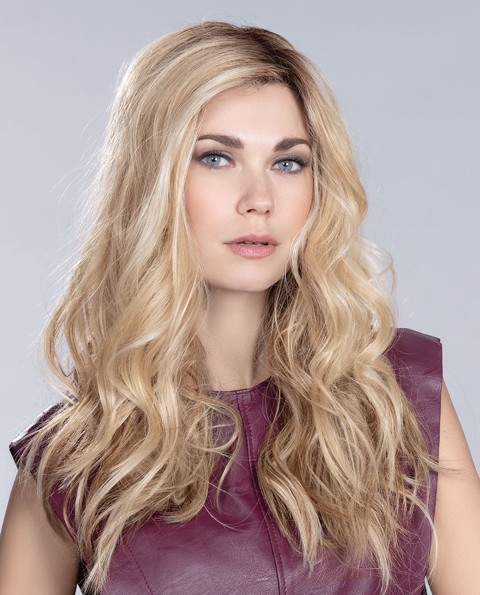 Styled Wavy - VITA by ELLEN WILLE in PEARL BLONDE ROOTED | Light Ash Blonde with Lightest Golden Blonde and Light Strawberry Blonde with Shaded Roots