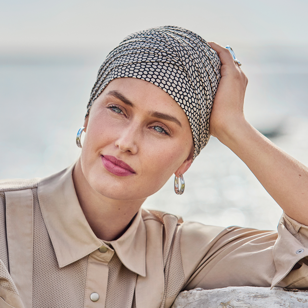 HocShanti Turban - (w. Print) | Beige Snake | 1331- 4076