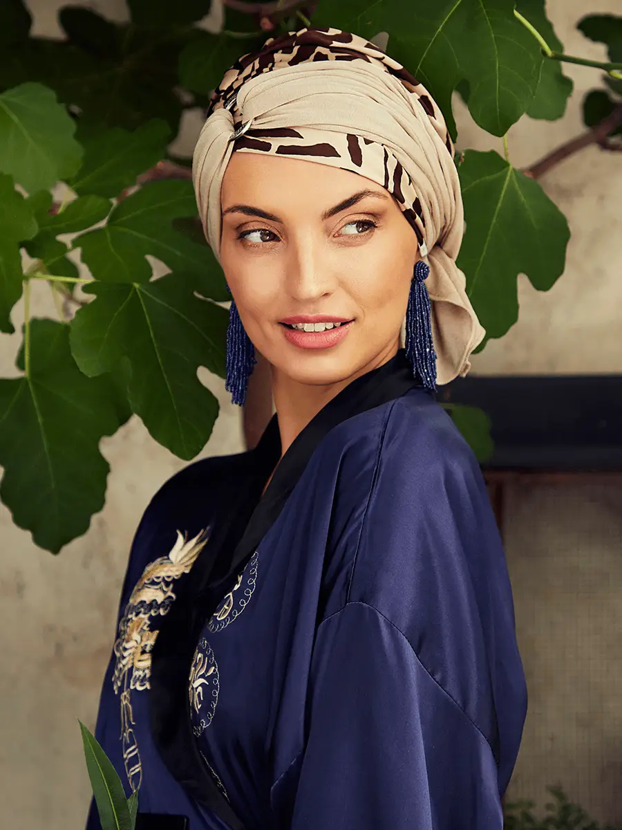 HocSienna Turban Set | Soft Beige Giraffe | 3036-0867