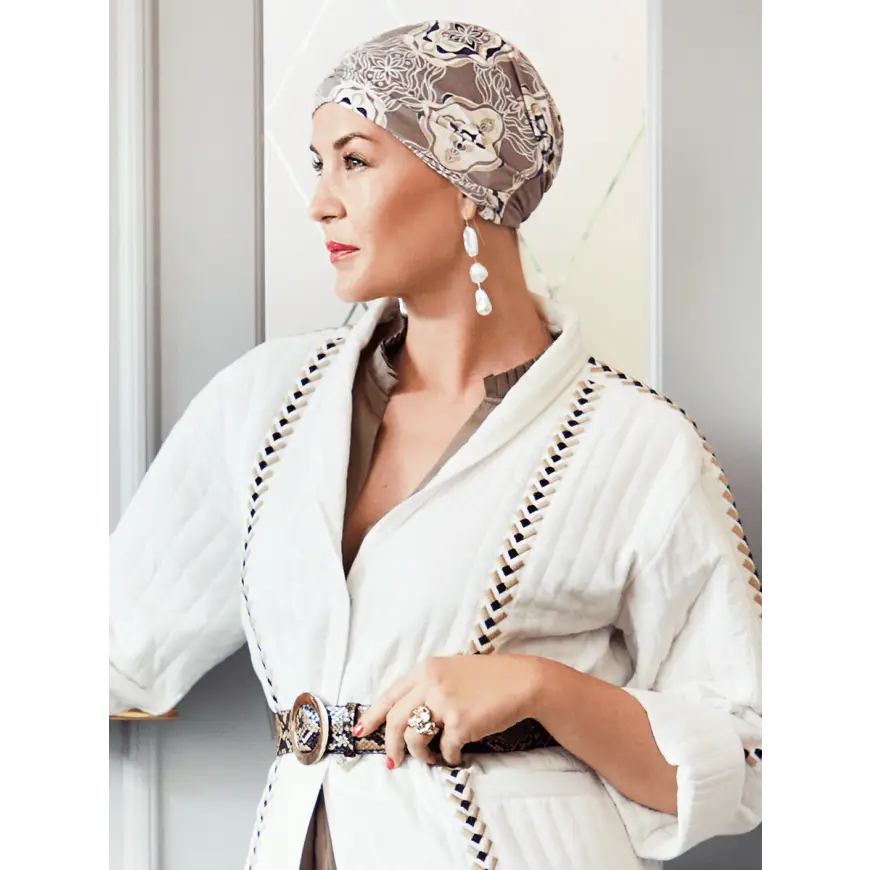 Amia Turban | Beige Ornaments | 1529-0815