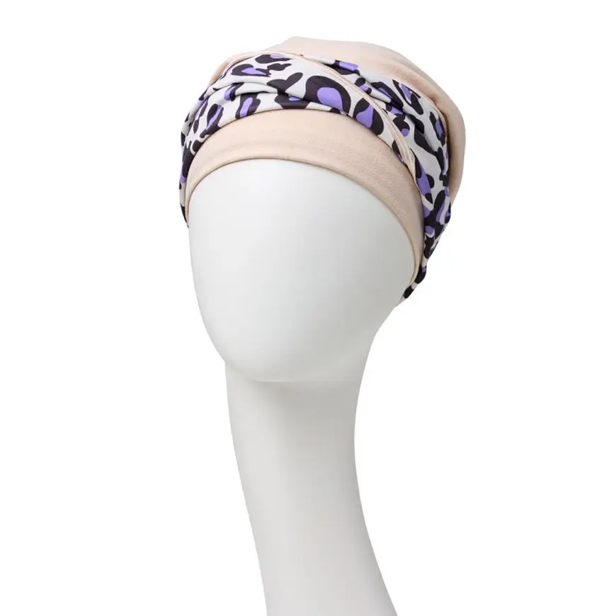 Emmy Turban | Cream w/Lavender Leo