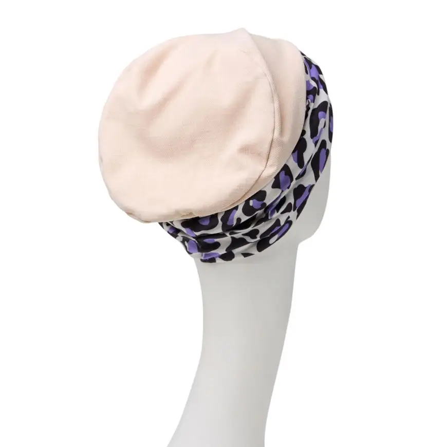 Emmy Turban | Cream w/Lavender Leo