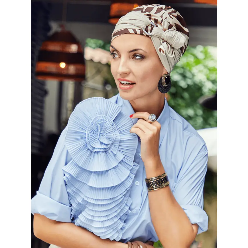 Sienna Turban Set | Soft Beige Giraffe | 3036-0867