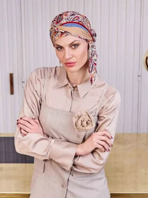 HocBeatrice Turban w. Ribbons | Moroccan Paisley | 1419-4046