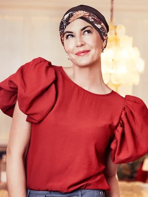 HocShakti Turban | Chocolate w. Garden Pinks | 1520-0806