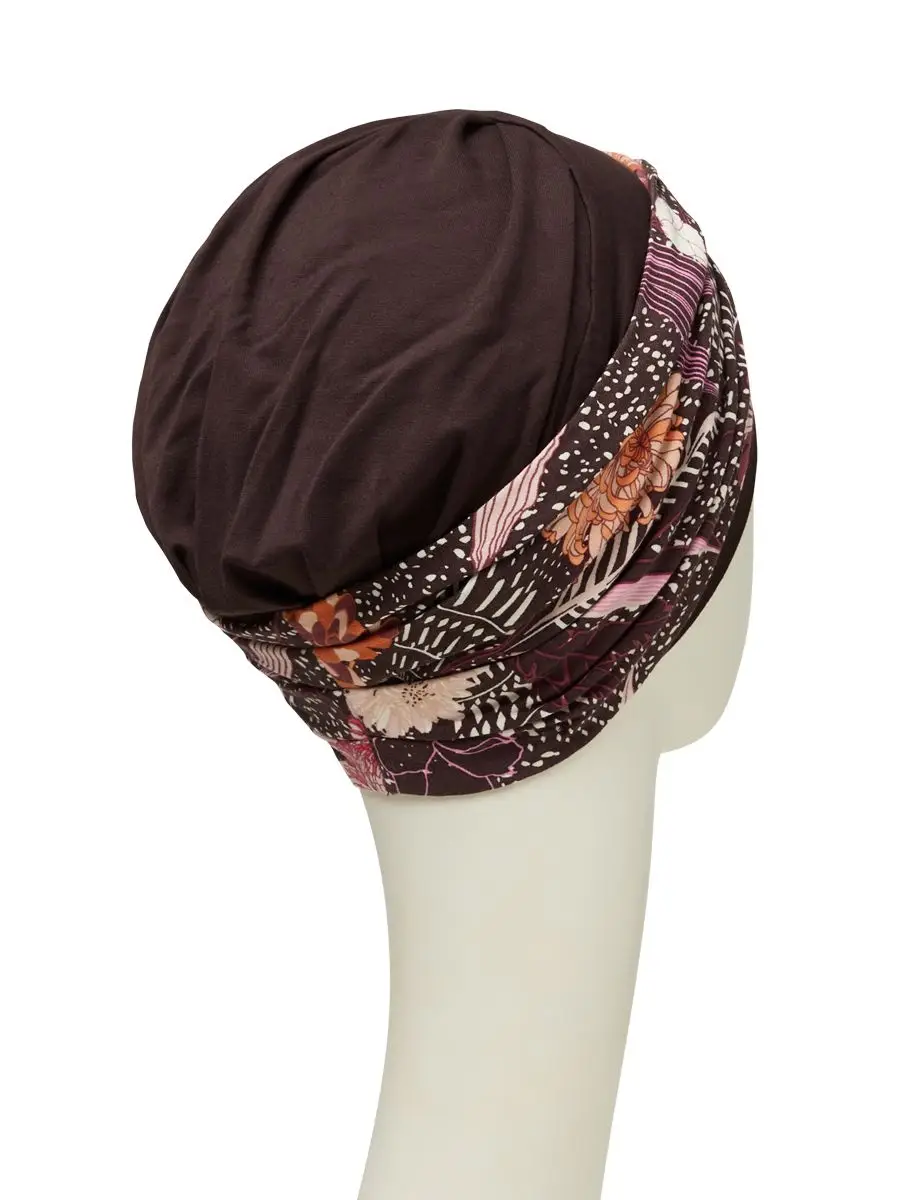 HocShakti Turban | Chocolate w. Garden Pinks | 1520-0806