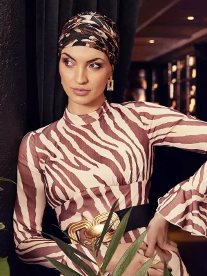 HocSapphire Turban | Black w/Cotton Grass | 3026-0830