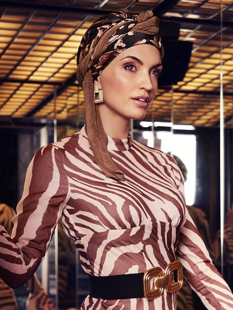 HocSapphire Turban | Black w/Cotton Grass | 3026-0830