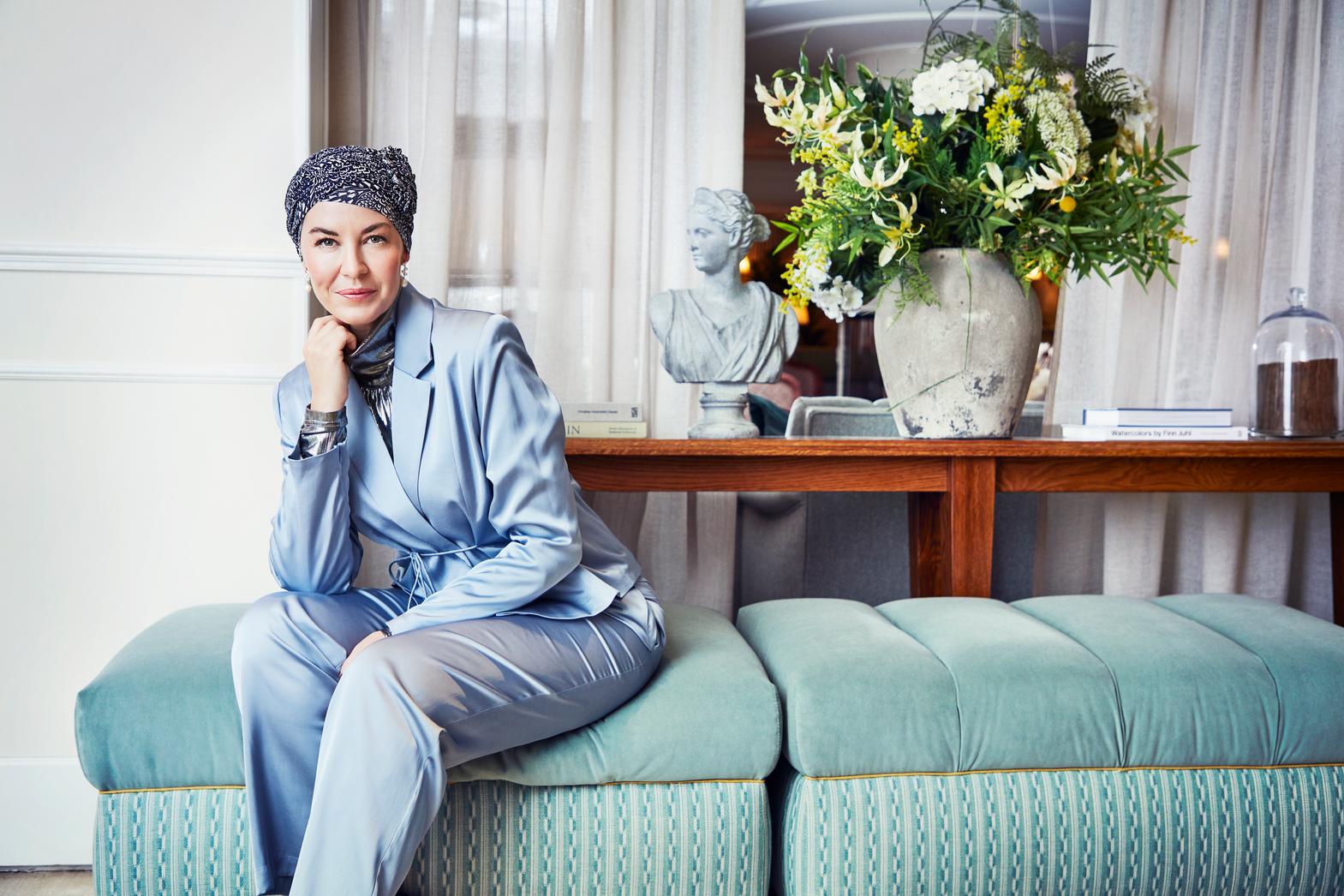 HocLotus Turban | Floating Navy | 1008-4009