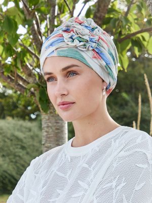HocLotus Turban - (Printed Linen) | Tropical Blossoms | 1245-4080
