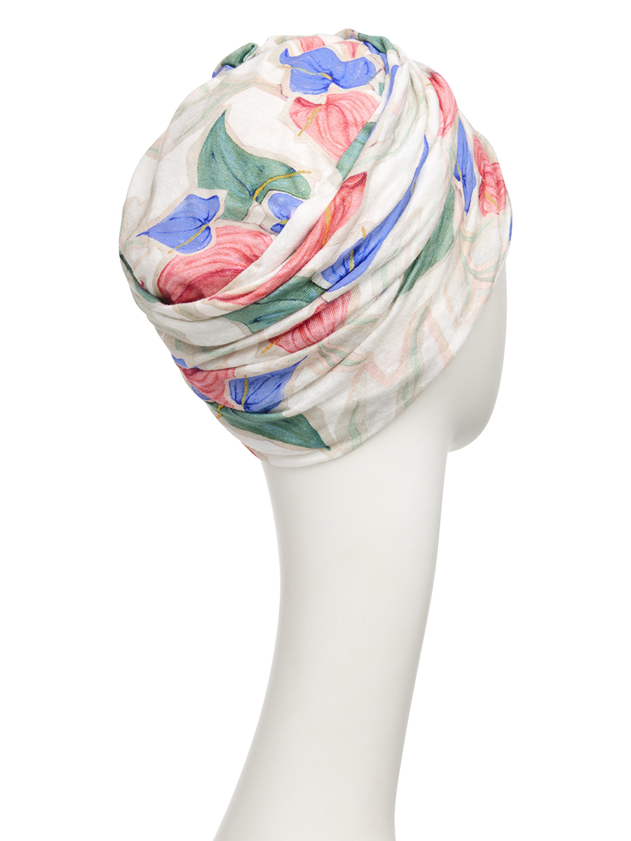 HocLotus Turban - (Printed Linen) | Tropical Blossoms | 1245-4080