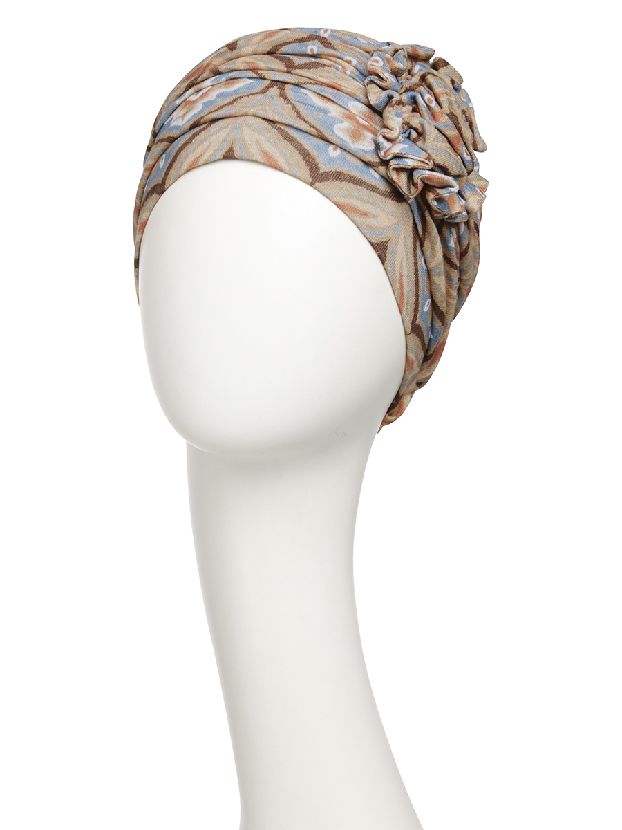 HocLotus Turban - (Printed Linen) | Touch of Gold | 1245-4081