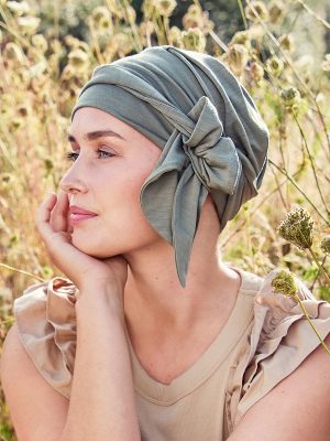 B.B. HocBeatrice Turban w. Ribbons | Khaki Green | 1291-4062