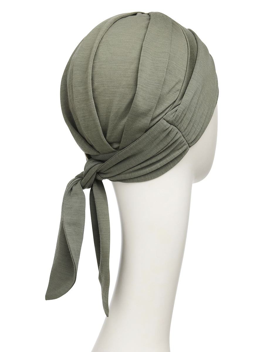 B.B. HocBeatrice Turban w. Ribbons | Khaki Green | 1291-4062 B.B. HocBeatrice Turban w. Ribbons | Khaki Green | 1291-4062