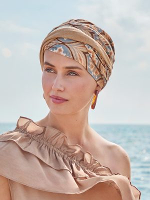 HocShakti Turban - (Printed Linen) | Touch of Gold | 1417-4081