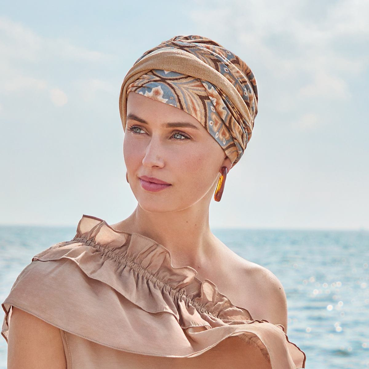 HocShakti Turban - (Printed Linen) | Touch of Gold | 1417-4081