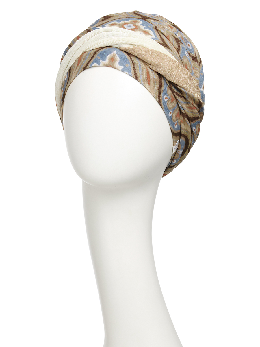 HocShakti Turban - (Printed Linen) | Touch of Gold | 1417-4081