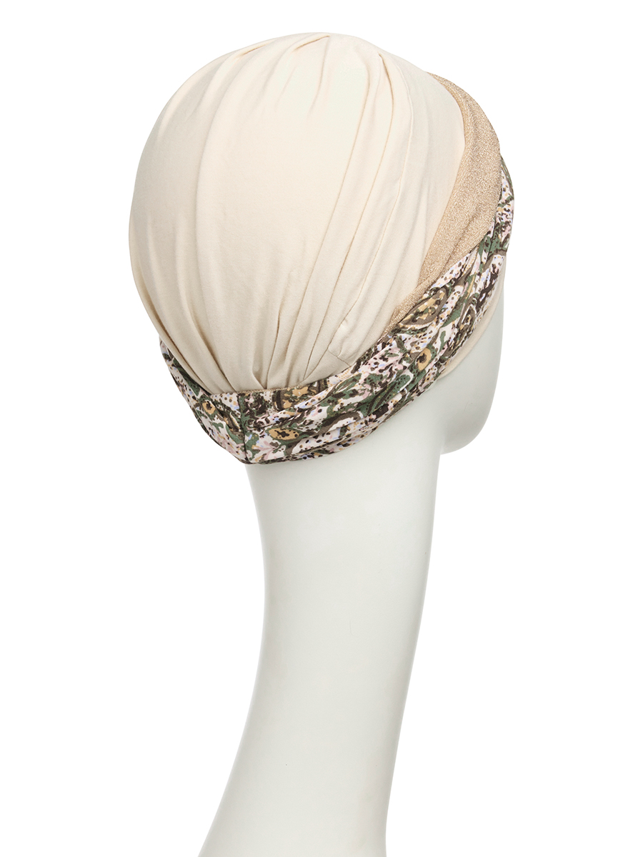 HocShakti Turban w. Printed Headband | Wheat Beige | 1520-4090