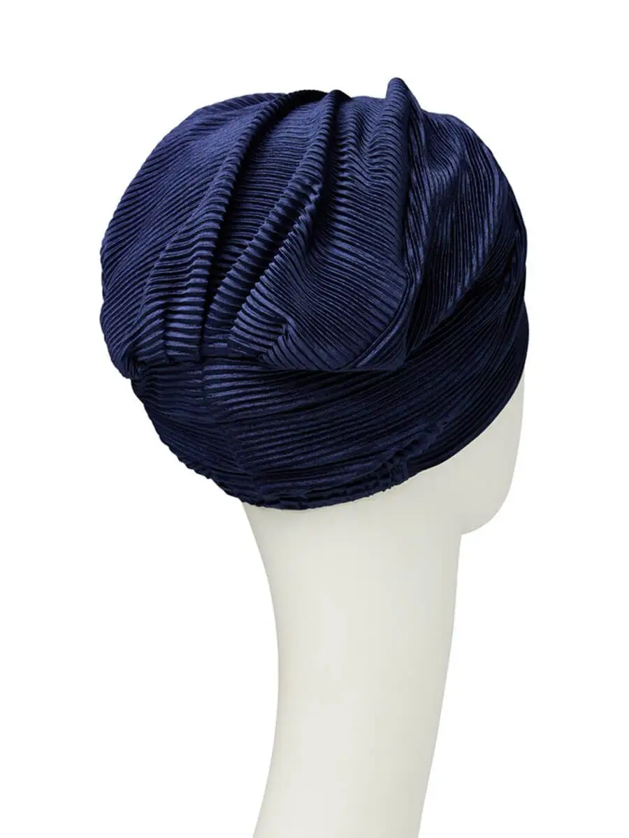 HocLuna • V Turban - (Solide Col.) | Dark Blue plisse | 1527-0791