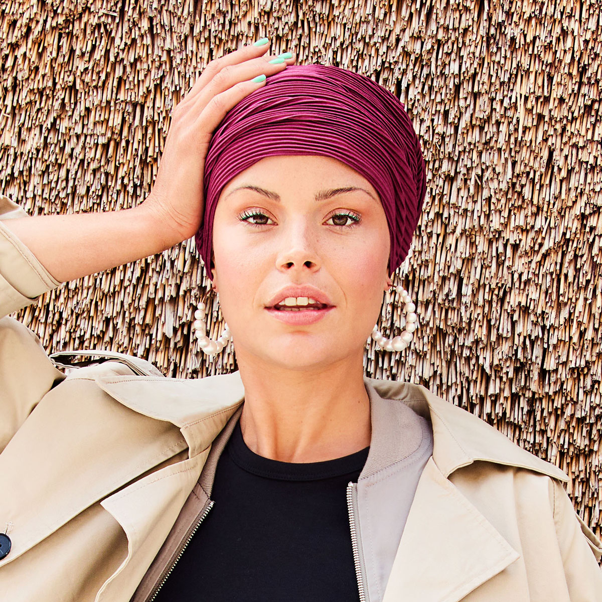 HocLuna • V Turban - (Solide Col.) | Dark Blue plisse | 1527-0791