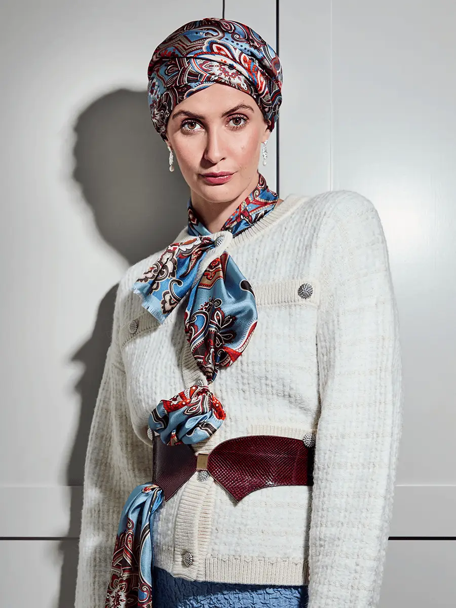 HocMilena Turban - (Woven Silk) | Royal Paisley - Blue | 1558-4042