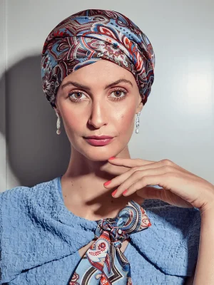 HocMilena Turban - (Woven Silk) | Royal Paisley - Blue | 1558-4042