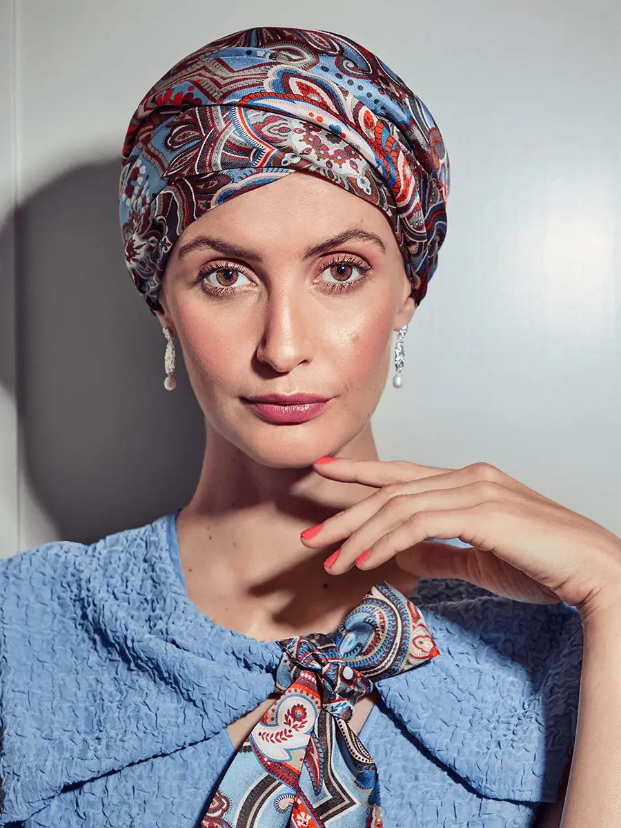 HocMilena Turban - (Woven Silk) | Royal Paisley - Blue | 1558-4042