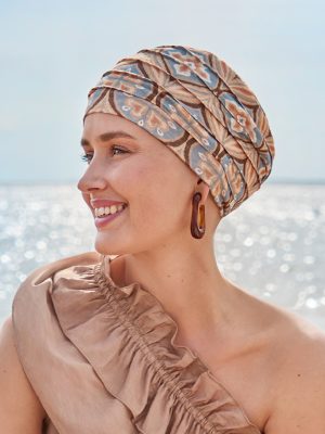 HocYoga Turban – (Printed Linen) | Touch of Gold | 1570-4081