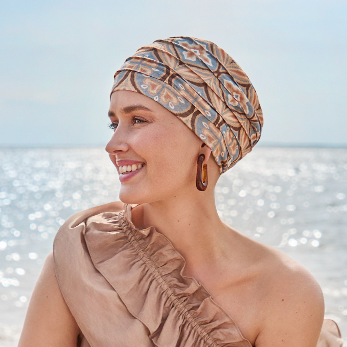 HocYoga Turban – (Printed Linen) | Touch of Gold | 1570-4081