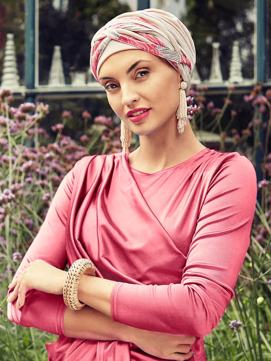 HocScarlett · Boho Turban Set | Soft Beige & Red Glam Mix | 3032-0865