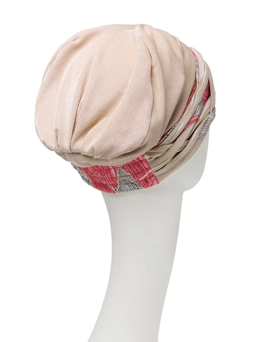 HocScarlett · Boho Turban Set | Soft Beige & Red Glam Mix | 3032-0865