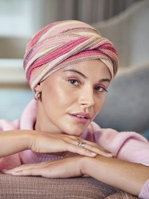 HocZoya • V Turban - (Striped structure) | Pink Autumn Stripes | 1592-4153