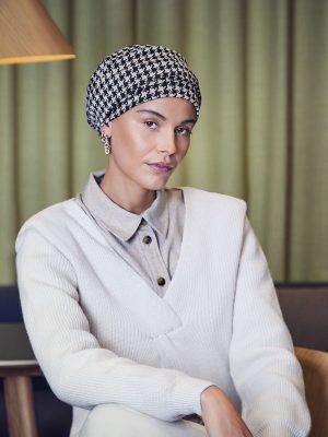 HocLea • V Turban - (Knitted Jaquard) | Black & Beige | 1609-4132