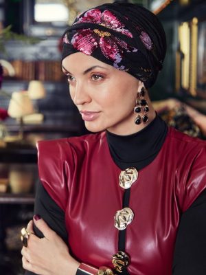 HocPerla • Boho Turban Set | Floral Sequins | 3045-4143