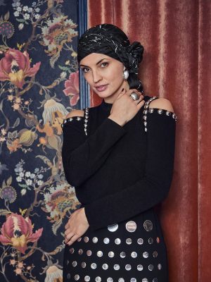 HocJuvela • Boho Turban Set - (Printed) | Artistic Black | 3042-4142